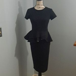 Peplum Scuba Midi Dress